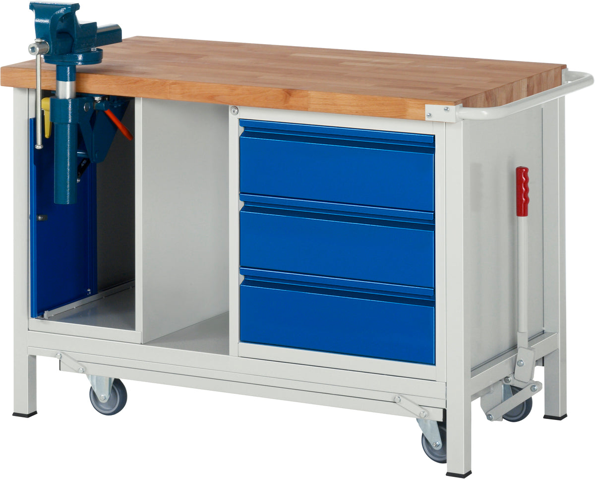 Mobile Industrial Workbench with foldaway Vice EquiptoWork