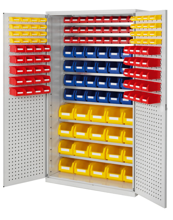 Parts Bin Storage Cabinet complete with plastic storage bins 