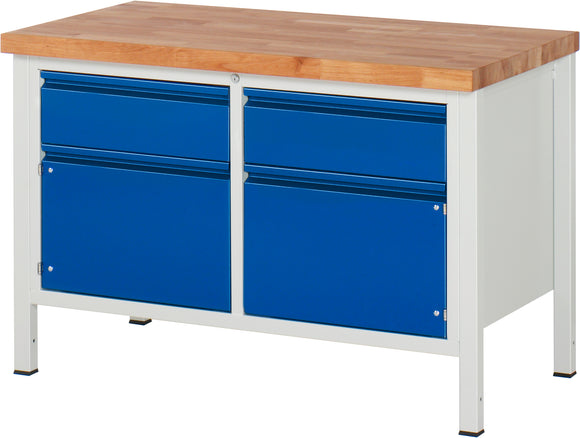 Industrial Workbench with Drawers & Cabinets